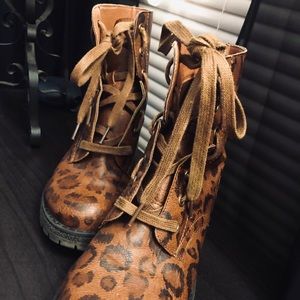 COPY - Custom Cheetah Print Combat boots